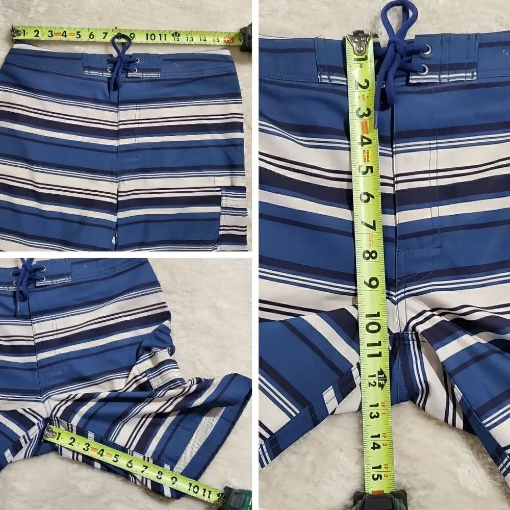 J. by J. Crew Flex Blue Striped Swim Boardshorts, Size 30